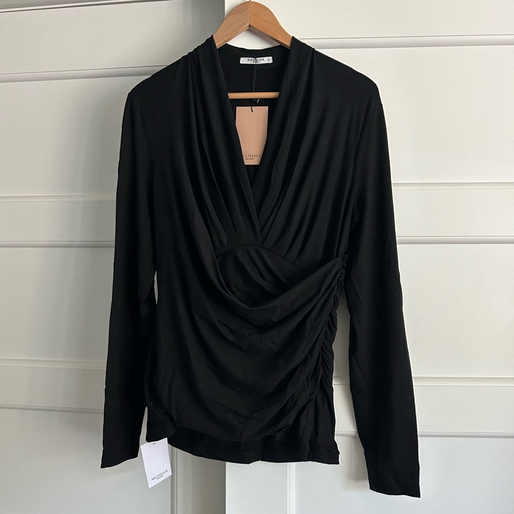 NWT MM Lafleur Black Wrap Top